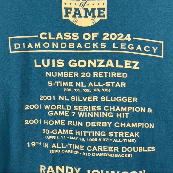 Tultex SGA Teal Randy Johnson & Luis Gonzalez Hall of Fame Graphic Tee 0707 - Picture 5 of 10